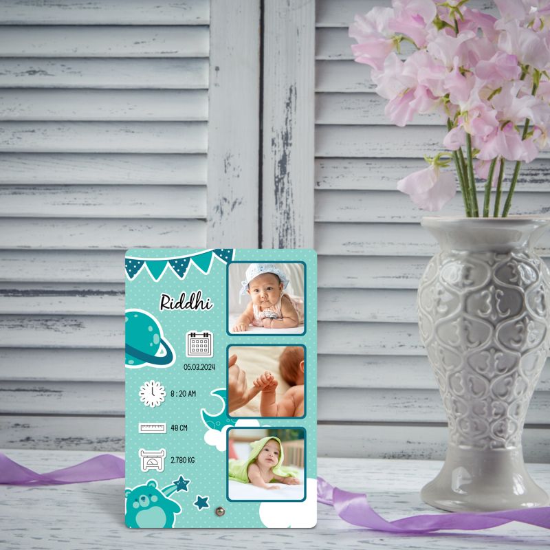 Personalized NewBorn Baby Photo Frame Customized Collage Photo With Dates And Name Gift For New Parents Bedside Decor Frame Birthday Gift Photo Frame